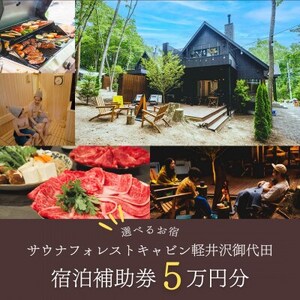 【サウナフォレストキャビン】 宿泊券5万円分　軽井沢御代田町_旅行券・チケット 宿泊商品券 宿泊券 _【1566987】
