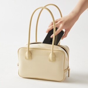 【濱野皮革工藝のセレブミニボストンバッグ】華やかなかわいらしいボストンバッグです。(クリーム)_装飾品・工芸品  鞄・バッグ かばん カバン_【1103303】