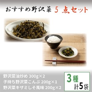 くるまやおすすめ野沢菜5点セット【 漬物 野沢菜漬け 惣菜 お土産 信州 長野 】_惣菜・加工品   _【1112564】