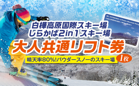 白樺高原国際スキー場・しらかば２in１スキー場大人共通リフト券