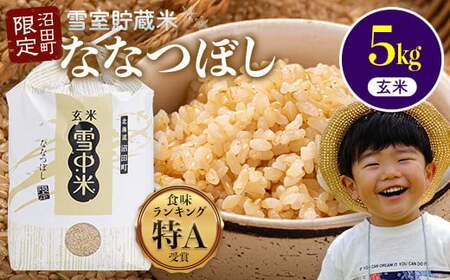 【先行予約】令和7年産 特Aランク米 ななつぼし 玄米 5kg（5kg×1袋）【6月発送】 雪冷気 籾貯蔵 雪中米 北海道 nr-1132