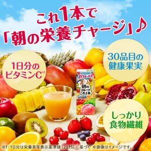 【 定期便 12ヶ月連続お届け 】カゴメ 朝のフルーツこれ一本 200ml×48本 果実ミックス飲料 30種の果実 1日分のビタミンC 1日分の果実 添加物不使用 砂糖不使用 食物繊維 植物性乳酸菌 果実のミネラル フルーツ習慣 子供のおやつ 果汁飲料 野菜飲料 ミックスジュース