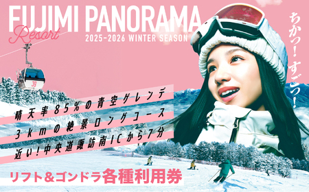 【先行予約】スキー場 リフトとゴンドラ利用券 1日券 | リフト券 ゲレンデ スキー チケット 信州 長野県 富士見町 着日指定不可 富士見パノラマリゾート 【11月下旬より順次発送】