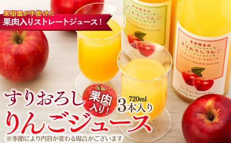 果肉入り！すりおろしりんごジュース 3本入り リンゴジュース りんご リンゴ 林檎 長野 フルーツ 果物 信州産 長野県産 特産 産地直送 おすすめ