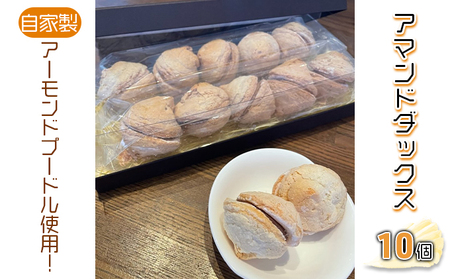 アマンドダックス10個 スイーツ 洋菓子 焼き菓子 おやつ 甘いもの 間食 ティータイム コーヒーブレイク ダックワーズ 添加物不使用 保存料不使用 アーモンドクリーム