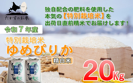 【令和7年産】 ゆめぴりか (精白米) 北海道 米 を代表する人気の品種 10kg×2袋 20kg 北海道 鷹栖町 たかすのお米 米 コメ こめ ご飯 25,200円