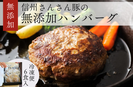 SF04-25C 無添加!さんさん豚ハンバーグセット/(110g×6ヶ入)【化学調味料不使用】//長野県産豚肉 南信州 ポーク バークシャー種 安全 安心 冷凍 贈答 ギフト
