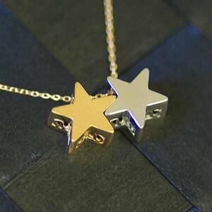 ブランツ  ふたつ星の立体ペンダントK18 プラチナ コンビ｜ペンダント
