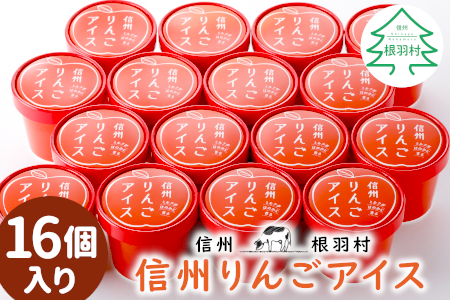 長野県産ふじりんごを丸ごと使用！ 信州りんごアイス たっぷり16個セット