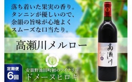 【6回 定期便 】【落ち着いた果実の香り】 赤 ワイン 高瀬川メルロー 750ml×1本 [ヴィニョブル安曇野 DOMAINE HIROKI 長野県 池田町 48110596]