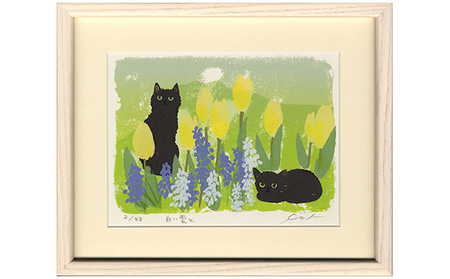 原画#3286 黒猫　雨　花　ベネチア　イタリア　水彩画　ドローイング　イラスト 原画#3286 黒猫雨花ベネチアイタリア水彩画ドローイングイラスト