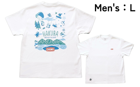 CHUMS Tシャツ バックプリント メンズ:L /ホワイト