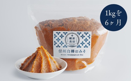 信州白樺印みそ 1kg（毎月1ヶ×6ヶ月コース） 味噌 信州みそ 定期便 調味料 みそ汁 