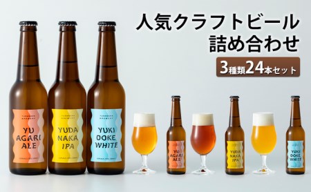 人気クラフトビール詰め合わせ3種類24本セット お酒 長野県 飲み比べ ペールエール IPA ペルジャンホワイト YUDANAKA 晩酌 ギフト