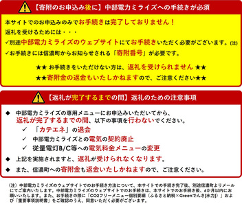 信濃町産 CO2フリーでんき 100,000円コース(注:お申込み前に条件を必ずご確認ください)/中部電力ミライズ 環境にやさしい電気で節約【長野県信濃町】