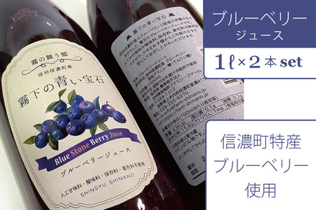 【長野県信濃町ふるさと納税】ぶんぶく亭「Stoneブルーベリージュース」１L×２本セット｜  信濃町産のブルーベリーを贅沢に使った濃厚なジュースです