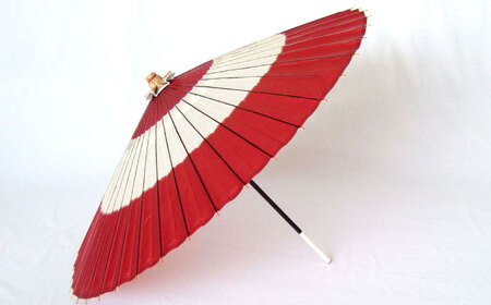 和傘 蛇の目傘 二つ切（赤） [ANBX007] 和傘