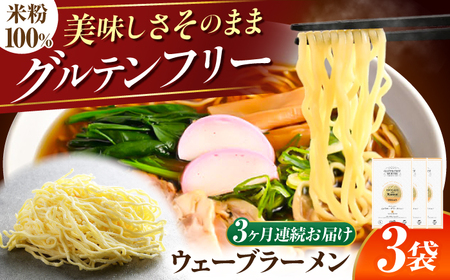 【3回定期便】 【グルテンフリー】 のど越しツルツル！ 米粉ラーメン ウェーブ グルテンフリー ヌードル 岐阜市 / 小林生麺[ANGM018]