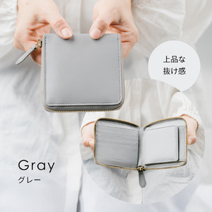 二つ折り財布 本革 レディース GRAY｜二つ折り
