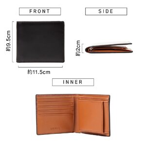 二つ折り財布 メンズ 本革 BLACK｜二つ折り