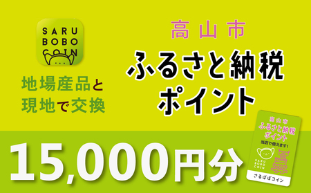 高山市ふるさと納税ポイント 15,000pt【飛騨信用組合 SB005】