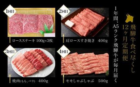 A5 飛騨牛 定期便 12回 食べ尽くし 牛肉 定期便 約4.96kg ながせ食品 FH103
