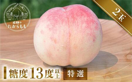 【2026年先行受付】飛騨のたからもも 特選 糖度13度以上（2玉）| 朝採り 桃 もも 極上の甘さ 濃厚 甘い 贈答 農家直送 飛騨の朝採り桃 飛騨高山 つむぎ果樹園 GH013