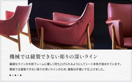 イージーチェア（JUN-01/WN/LRH-RD）1脚 | イス ソファ 一人用 デザイン おしゃれ 北欧家具 デンマーク 飛騨高山 キタニジャパン GP014