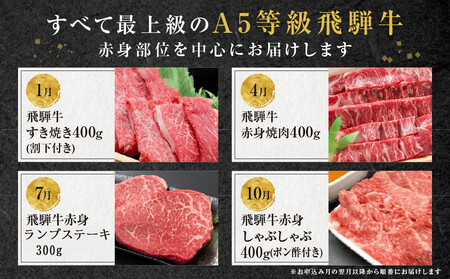 A5等級 飛騨牛 定期便 赤身 4回【1月・4月・7月・10月発送】|  牛肉 定期便 HF110