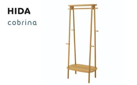 美品: 飛騨家具　無垢レッドオーク材　ハンガーラック Oak × Rattan オーク無垢材 バスケット付きハンガーラック