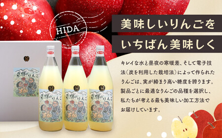 飛騨りんご100％ジュース1L×3本セット 木戸脇果樹園オーチャードハウス FP007
