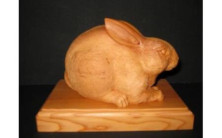 数量限定】飛騨一位一刀彫 桐箱入り 親子うさぎ | 伝統工芸品 いちい