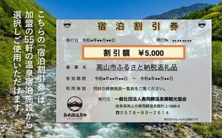 奥飛騨温泉郷宿泊割引券 5,000円分 宿泊券 旅行券 飛騨高山 奥飛騨