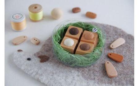 飛騨の山桜で作った『 ミルクチョコっと ピンクッション 』| 針山 はり山 山桜材 天然木 裁縫道具 裁縫 ハンドメイド 木工 羊毛 飛騨高山 ファニチャースタジオnoco JK003