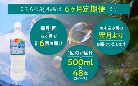 【6回 定期便】天然水 飛騨の雫 500ml×48本 (2ケース) ミネラルウォーター ミネラルウォーター 水 ペットボトル 飲料水 500ミリリットル 白啓酒店 飛騨高山 JS102