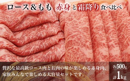 飛騨牛  A5等級 ロース もも肉 すき焼き 1kg（500ｇ×2 食べ比べ ）   肉  霜降り ブランド牛 和牛 朝日屋  TR4227