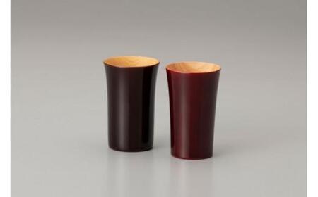 【高島屋選定品】 (ヒノキ杢) タンブラー ペア コップ カップ 春慶 工芸品 春慶塗 うるし 漆器 漆塗 和食器 器 ひのき 天然木 木工 (株)高島屋 AT022