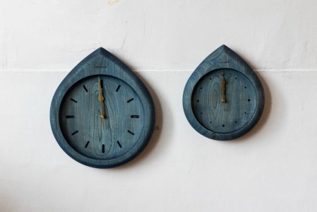 【nokutare】 掛け時計 sizuku ( インディゴ ) 大 時計 壁掛け 時計 木工 藍色 コンパクト シンプル 木の時計 天然木 ノクターレ TR4510