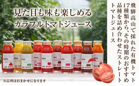 【定期便】飛騨高山で採れた有機栽培トマトを使って作ったトマトジュース（定期便）30本×12回 毎月お届け 12ヶ月 無添加 砂糖・塩・保存料不使用 種類おまかせ 品種色々 熨斗 のし  TR4573