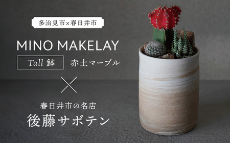 多治見市×春日井市コラボ【美濃焼】 MINO MAKELAY Tall 鉢 赤土マーブル × 【日本有数のサボテンの生産地】 春日井市の名店 後藤サボテン 【井澤コーポレーション】[TBP168]