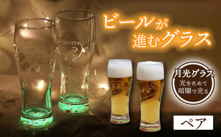 ビールが進む グラス ペア 〈多治見西高等学校美術部デザイン〉 【片岡ケース製作所】[TAH009]