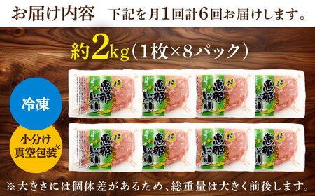 【6回定期便】【冷凍】恵那どり もも肉 小分け 8枚 セット (約2kg) [TEZ003] モモ肉 小分け