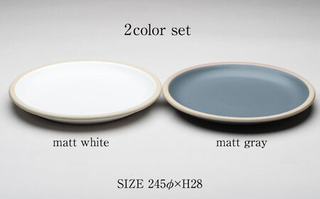 【美濃焼】 %porcelains plate L マット 2点セット マットホワイト＆マットグレイ MARUASA PORCELAIN FACTORY  多治見市/丸朝製陶所 食器 プレート 皿 大皿[TCK018]