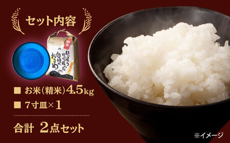 【令和7年産】 精米 コシヒカリ 特別栽培米 （4.5kg）+ 【美濃焼】 青輝貫入 7寸皿 多治見市 / 山松加藤松治郎商店 [TEU053]