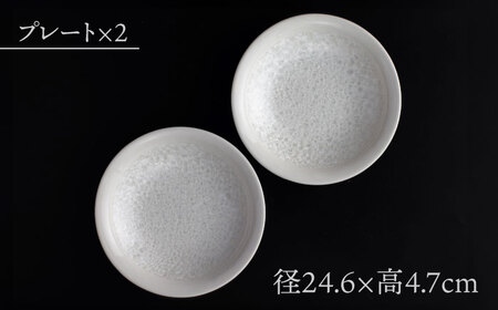 【美濃焼】 24.5cm プレート ホワイト ペア 「咲」 【多治見トレーディング/隠れ窯】 食器 皿 シック[TEG008]