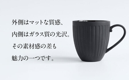 【美濃焼】 PITCH BLACK ストライプマグ × ストライプ8インチ皿 【丸健製陶】 マグカップ プレート セット[TAY050]
