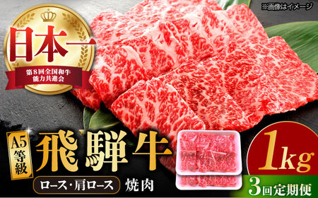【3回定期便】 飛騨牛 ロース・肩ロース 1kg A5等級  [TAZ035] ロース 焼肉用