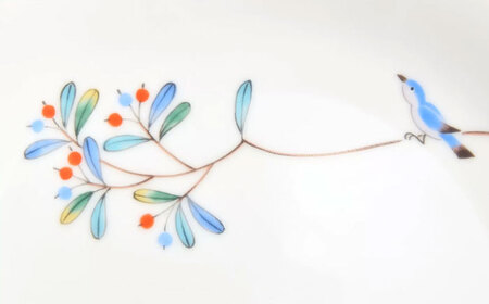 小鳥の詩 ペア中皿  多治見市 / 香蘭社 陶磁器 皿 プレート[TDY054]