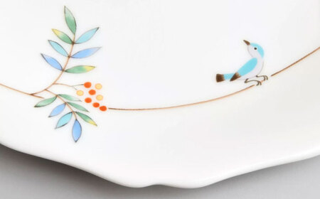 小鳥の詩 ペア中皿  多治見市 / 香蘭社 陶磁器 皿 プレート[TDY054]