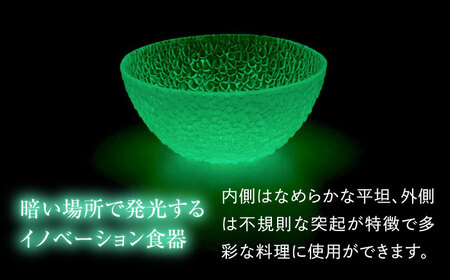 ルミナスシリーズ ボウル (小) グリーン 【暗闇に輝く、卓上の新たな魔法】 多治見市 / 丸モ高木陶器 ガラス 深皿 食器 化粧箱入り[TBA217]